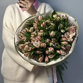 Букет из 21 розовой альстромерии