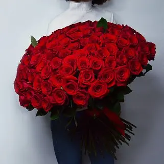 Букет из 101 красной розы 50см