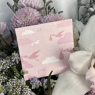 Открытка к выписке розовая