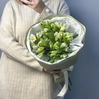 Букет из 7 белых альстромерий