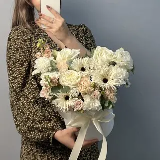 Букет в шляпной коробке Нежная осень