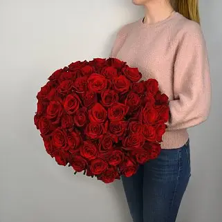Букет из 51 красной розы 50см