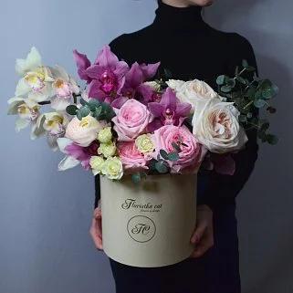 Букет в шляпной коробке Завтрак у Тиффани