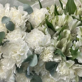 Белый дуо-букет альстромерий и гвоздик L