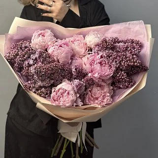 Дуо-букет пионов и сирени L