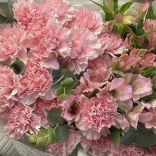 Розовый дуо-букет альстромерий и гвоздик L