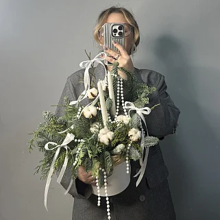 Зимняя композиция со свечами L