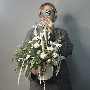 Зимняя композиция со свечами L