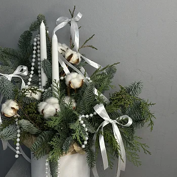 Зимняя композиция со свечами L