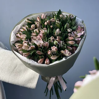 Букет из 21 розовой альстромерии