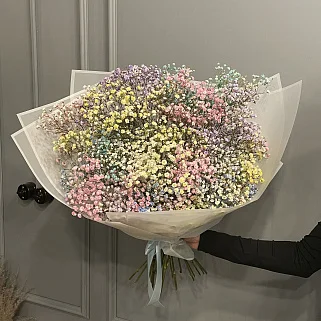 Букет из 15 веточек цветной гипсофилы