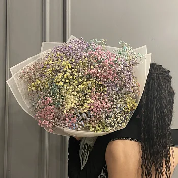 Букет из 15 веточек цветной гипсофилы