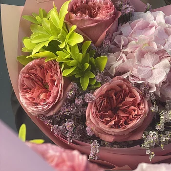 Сборный букет Розовый с гортензией