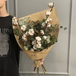 Букет из хлопка и эвкалипта L