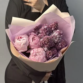 Дуо-букет пионов и сирени S