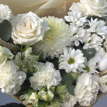 Сборный букет Белый с колосками L