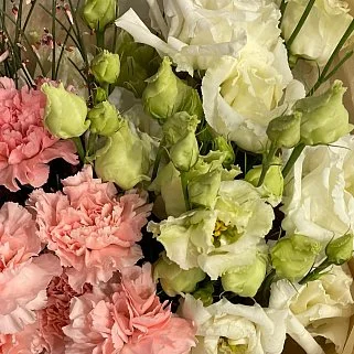 Дуо-букет гвоздик и эустомы M