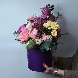 Букет в шляпной коробке Нежный вечер