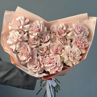 Букет из 15 французских роз Pink Mondial