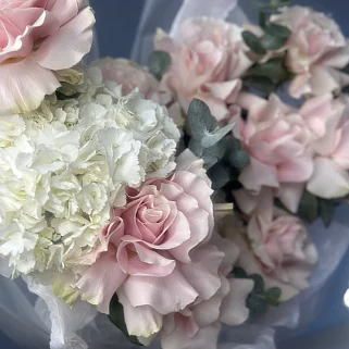 Дуо-букет французских роз Mondial и гортензий M