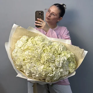 Букет из 15 белых гортензий