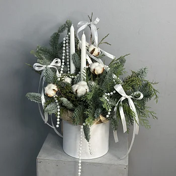 Зимняя композиция со свечами L