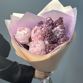 Дуо-букет пионов и сирени S