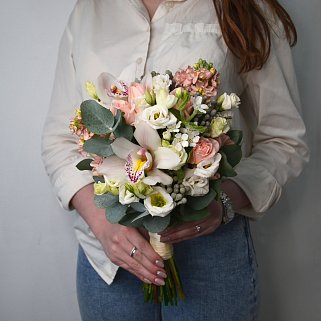 Свадебный букет невесты Кремовый с орхидеей