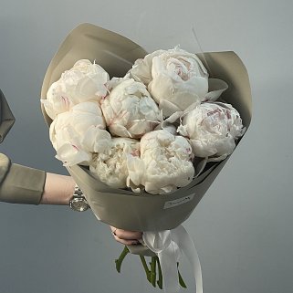 Букет из 7 белых пионов