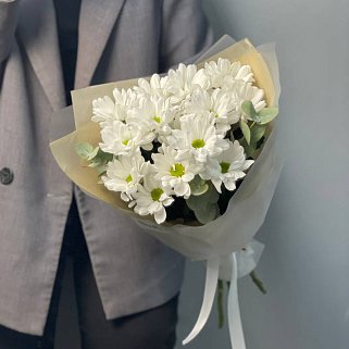 Букет из 3 кустовых хризантем Bacardi и эвкалипта