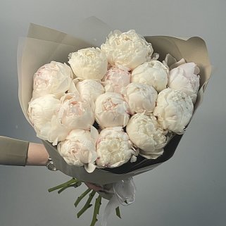 Букет из 15 белых пионов