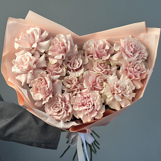 Букет из 15 французских роз Pink Mondial