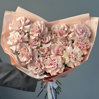 Букет из 15 французских роз Pink Mondial