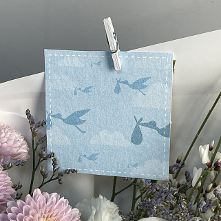 Открытка к выписке голубая