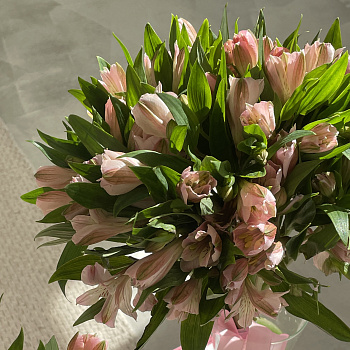 Интерьерный букет из 15 розовых альстромерий