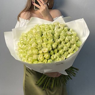 Букет из 101 белой розы 50см (Кения)