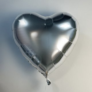 Шар Серебряное сердце 45см