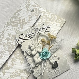 Открытка-конверт ручной работы "С Днем свадьбы" светлая
