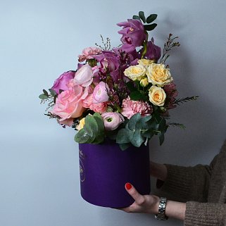 Букет в шляпной коробке Нежный вечер