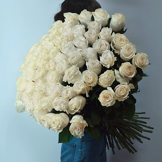 Букет из 101 белой розы Mondial 50см