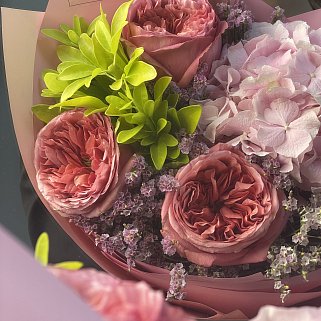 Сборный букет Розовый с гортензией