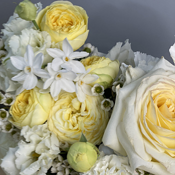 Букет в шляпной коробке Лимонный сад S