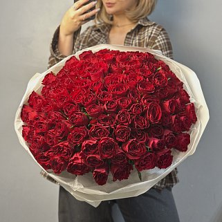 Букет из 101 красной розы 50см (Кения)