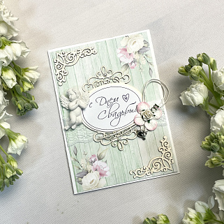 Открытка ручной работы "С Днем свадьбы"