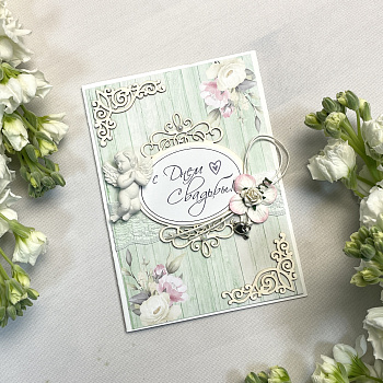 Открытка ручной работы "С Днем свадьбы"