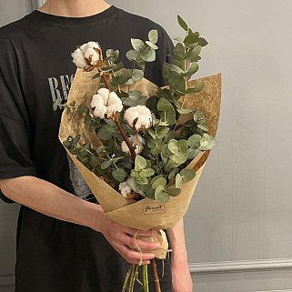 Букет из хлопка и эвкалипта M
