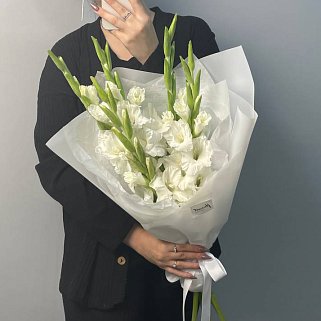 Букет из 5 белых гладиолусов