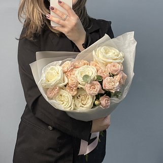 Дуо-букет роз Playa Blanca и Bombastic M