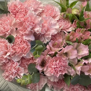 Розовый дуо-букет альстромерий и гвоздик L