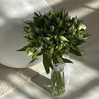 Интерьерный букет из 15 белых альстромерий